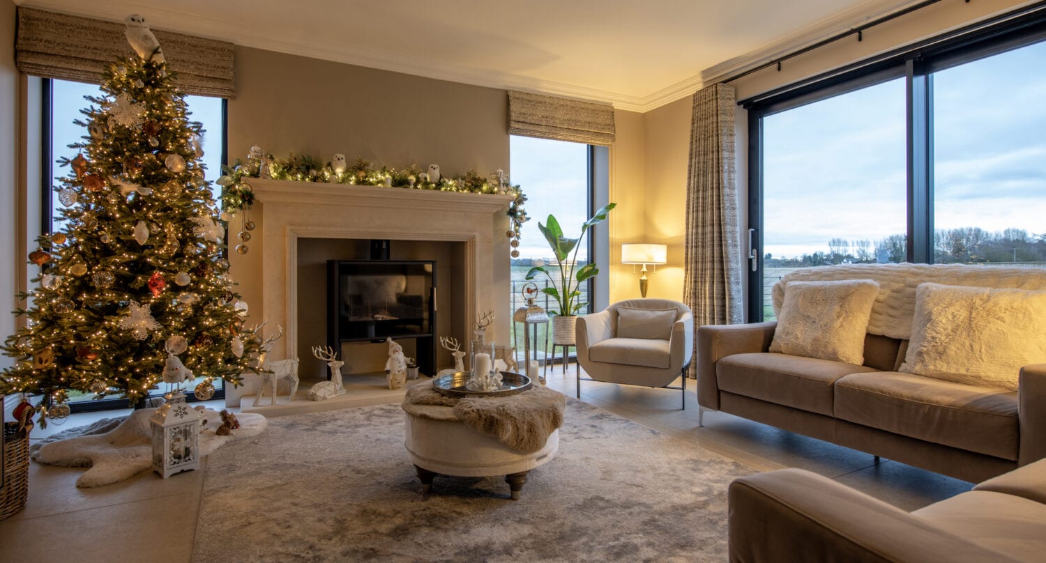 Aluminium Features in a living room with Christmas decorations