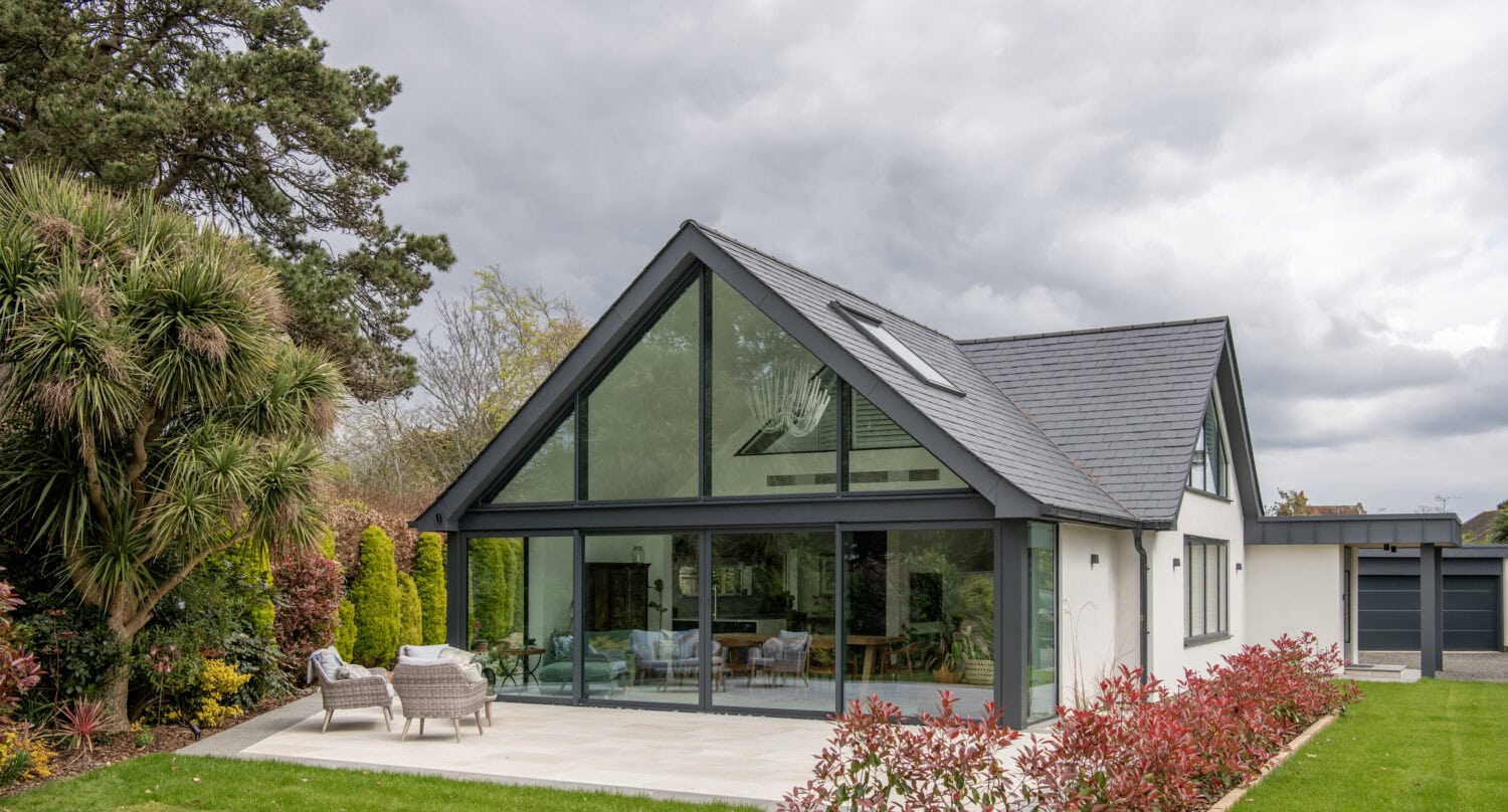 luxury home with aluminium sliding doors and skylights
