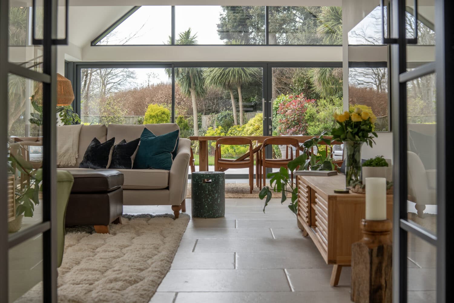 aluminium sliding doors in a living room