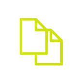 Two overlapping document icons in a simple, minimalist style, centered on a bright yellow-green background—perfect for showcasing bespoke glass solutions or premium features like bifold doors.