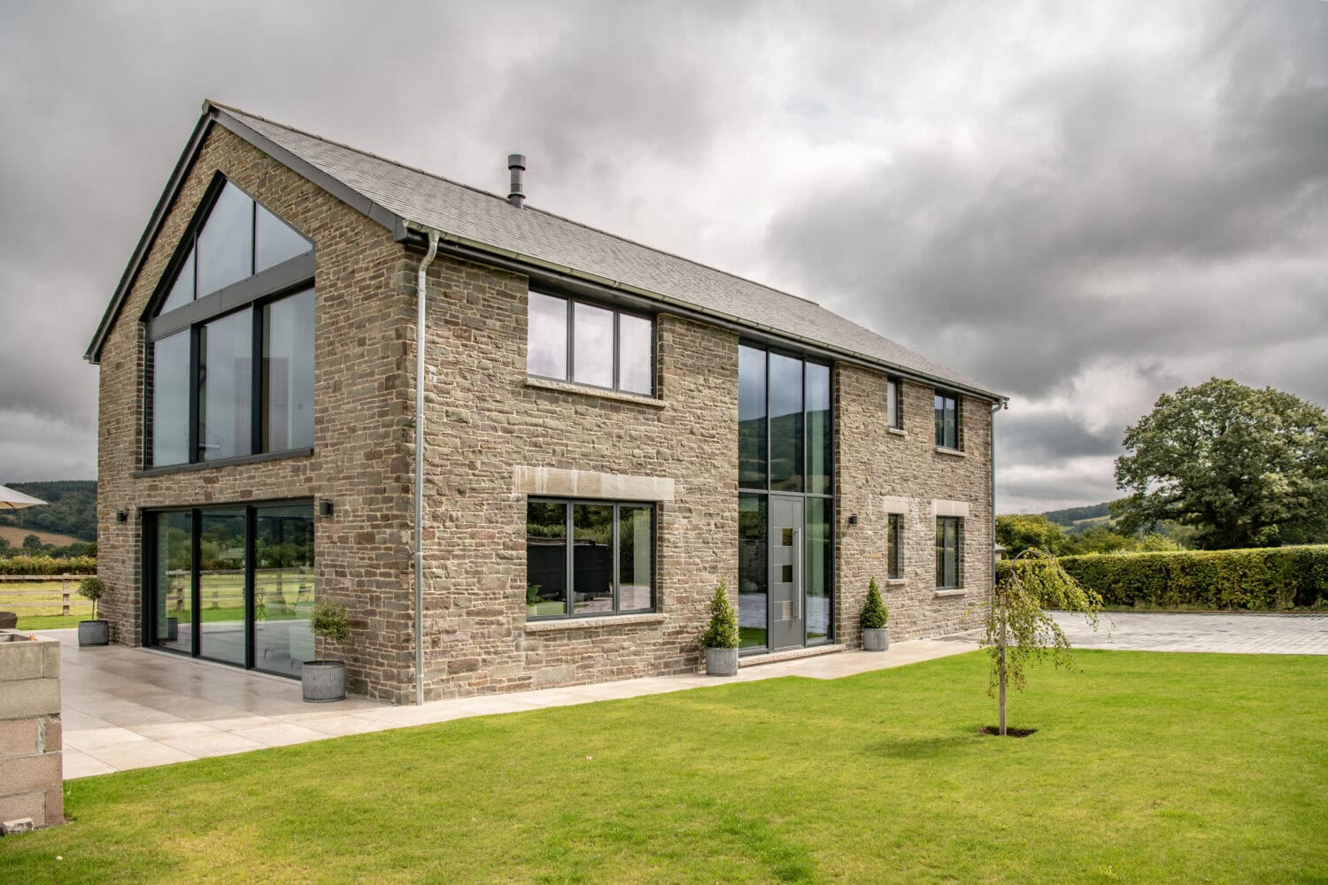 Beautiful House Exterior with Aluminium Windows and Doors