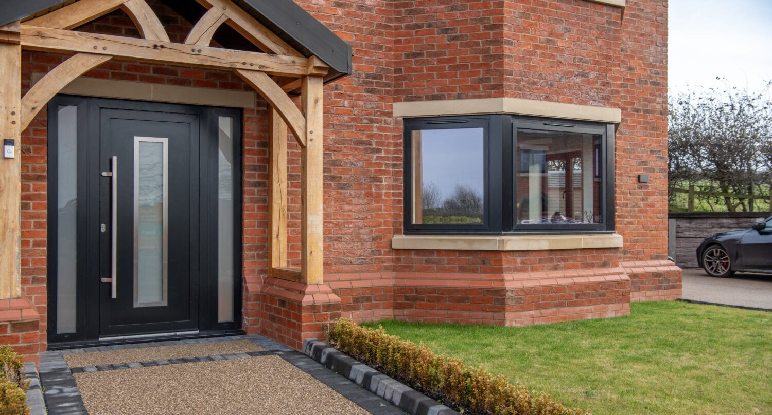 aluminium entrance door and bay window